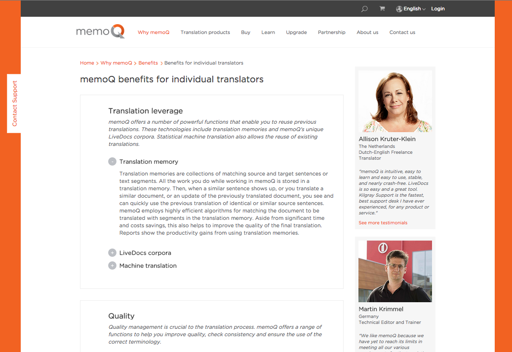 Benefits for individual translators