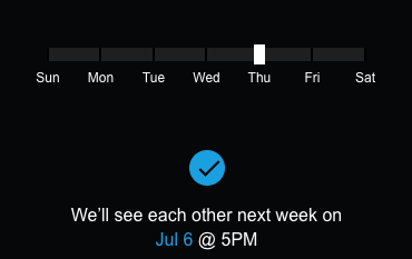 Simple slider which is more than enough for the next week. - http://uxguide.dotnetnuke.com/UIPatterns/DatePicker.html