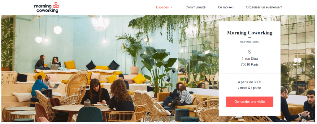 French listing site Morning Coworking offers several cozy shared offices locations throughout Paris